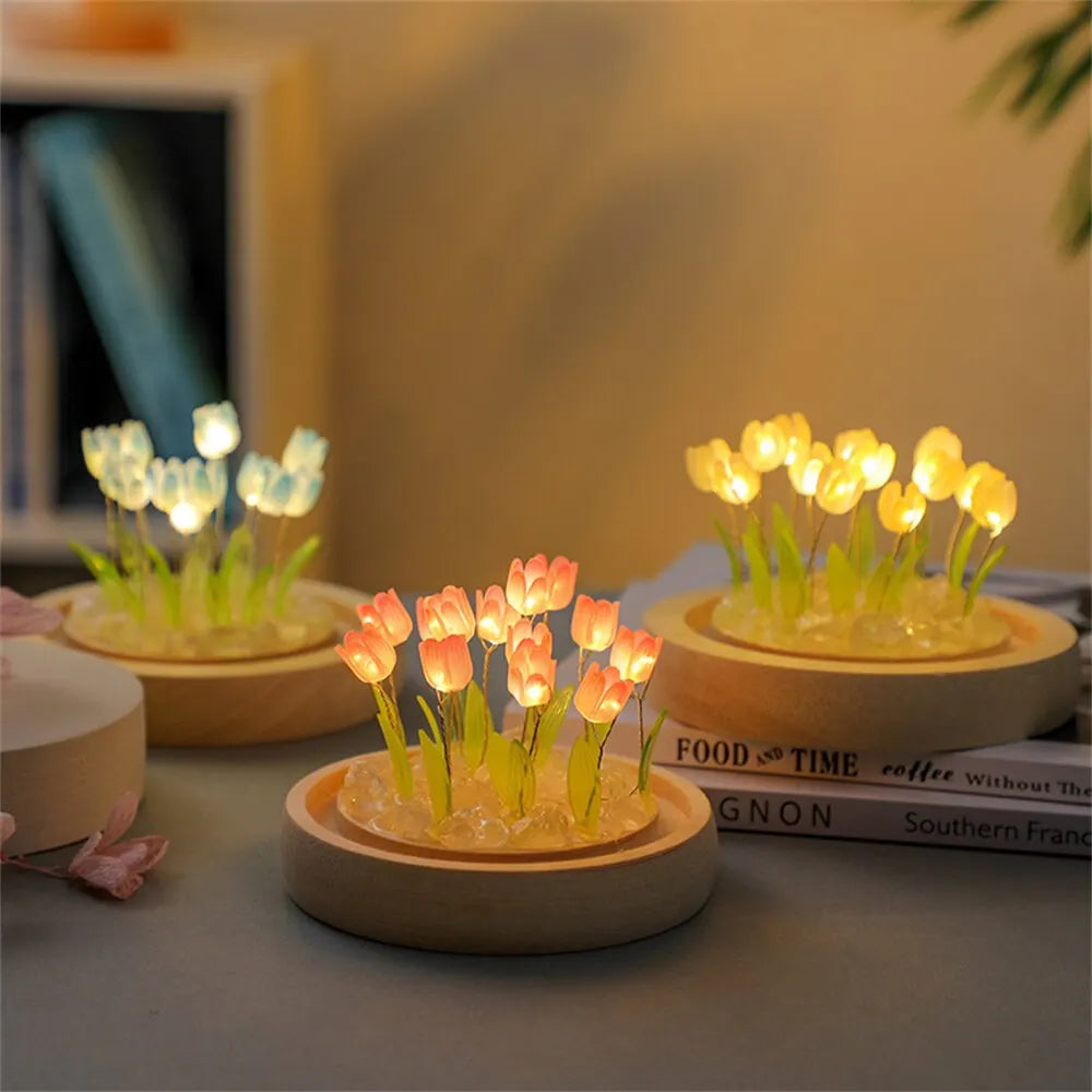 Artificial Tulip Flower Night Light table lamp