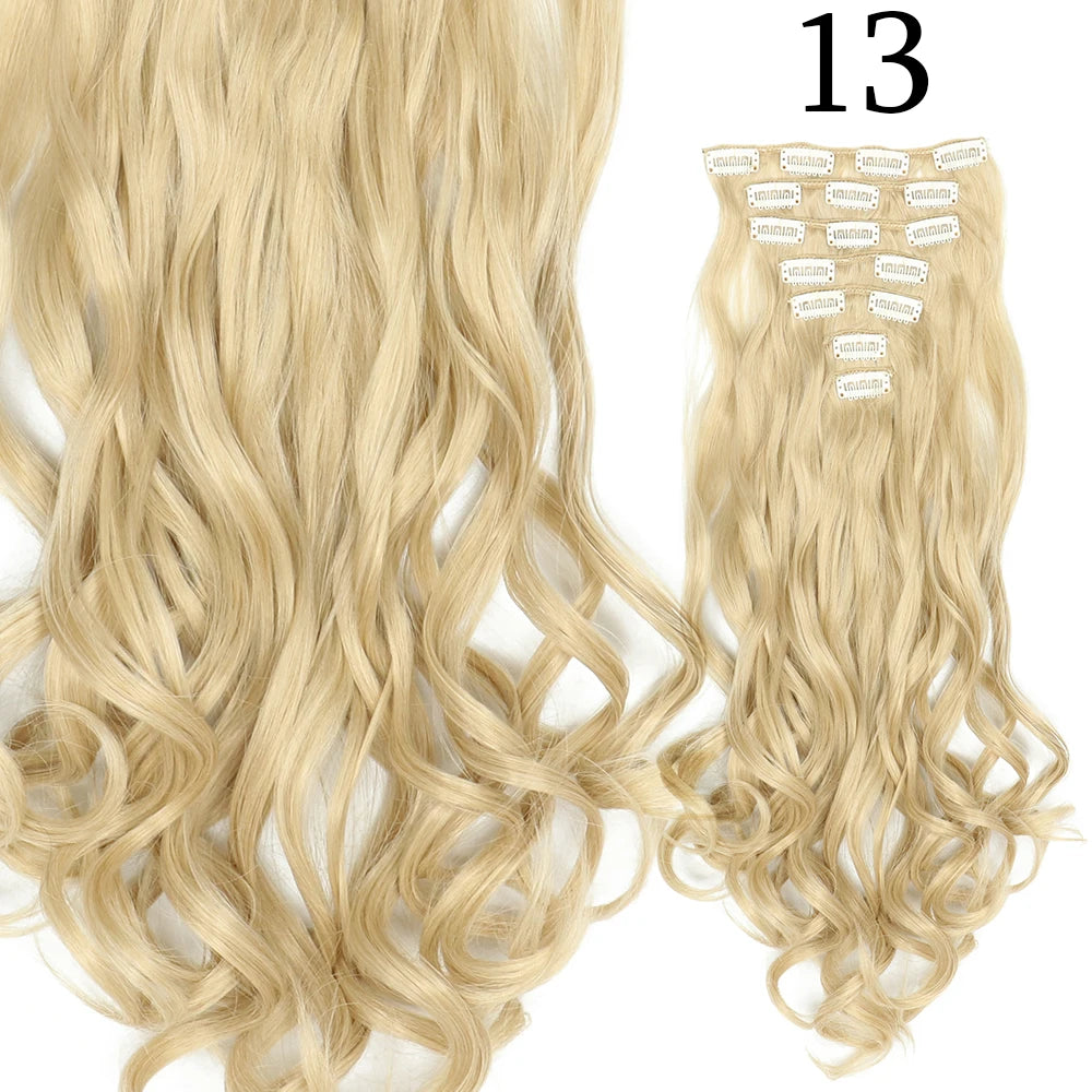 24Inchs 16 Clips Synthetic Hair Extensions