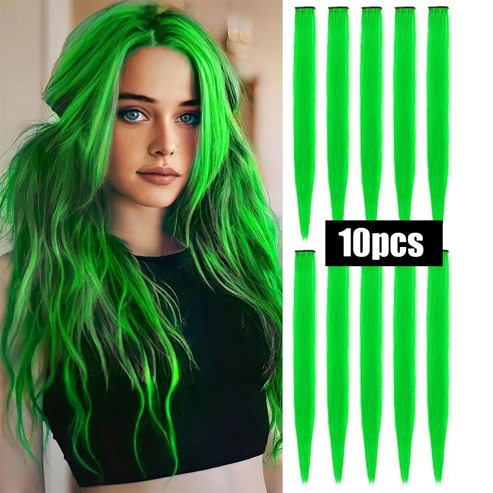 Colorful Synthetic Extensions 10 Pcs for Kids Girls