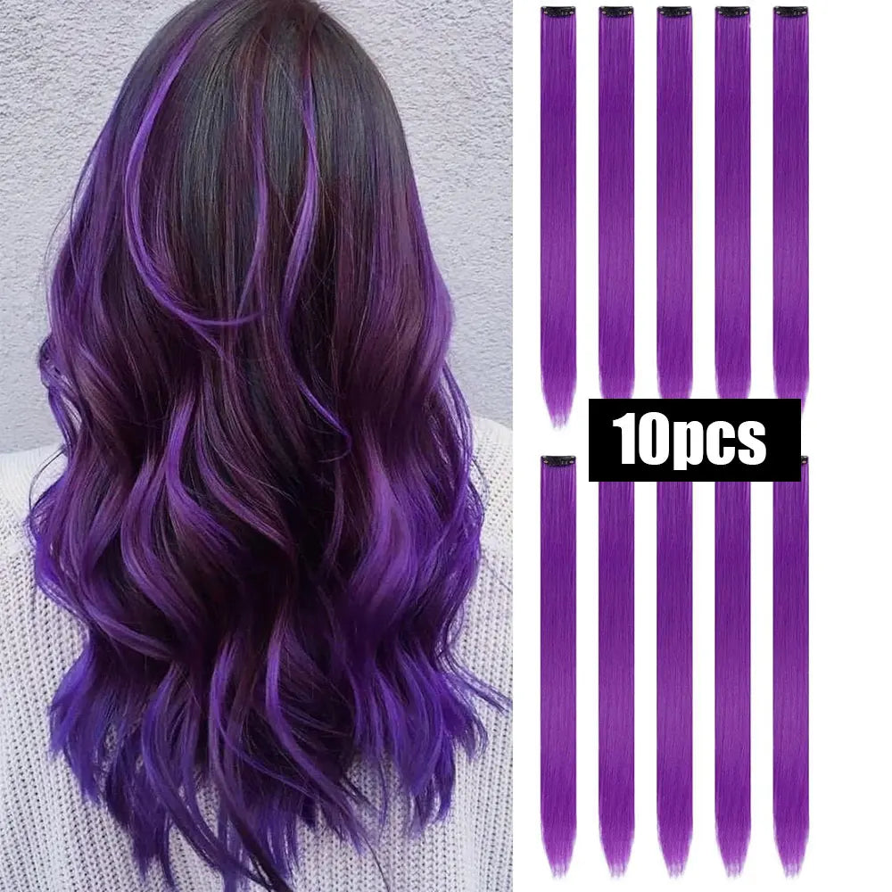 Colorful Synthetic Extensions 10 Pcs for Kids Girls