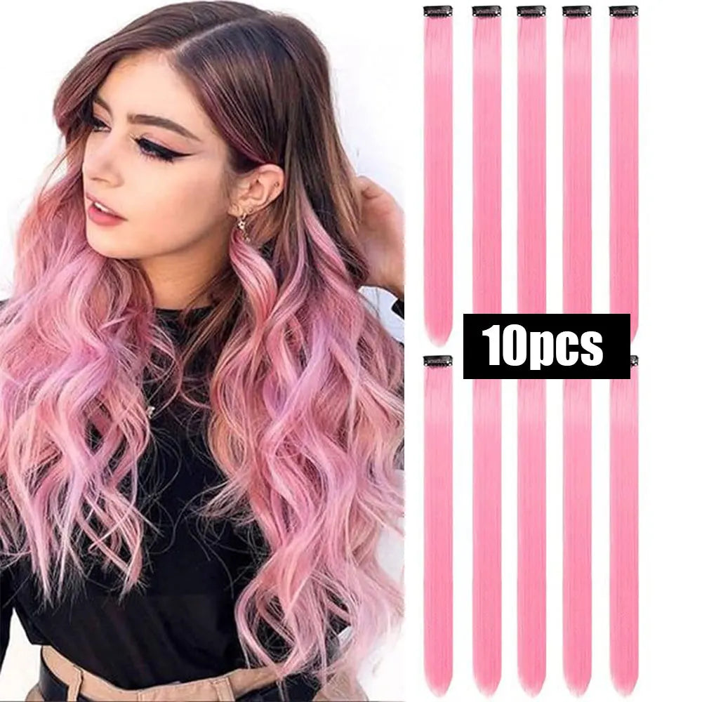 Colorful Synthetic Extensions 10 Pcs for Kids Girls