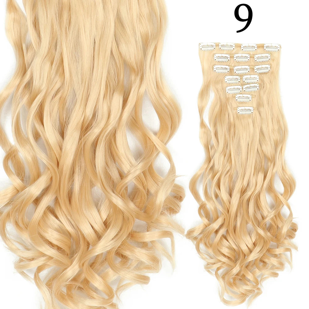 24Inchs 16 Clips Synthetic Hair Extensions