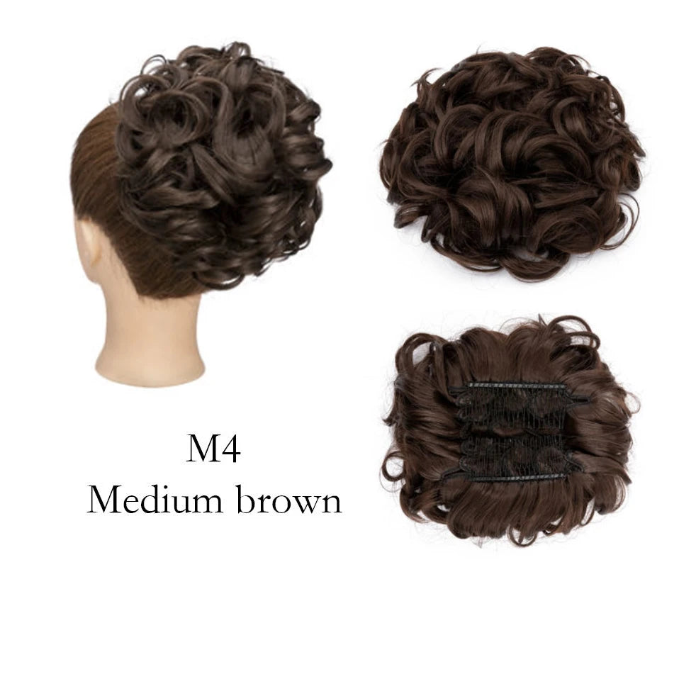 Synthetic LARGE Hair Bun comb Clip In Curly Hair