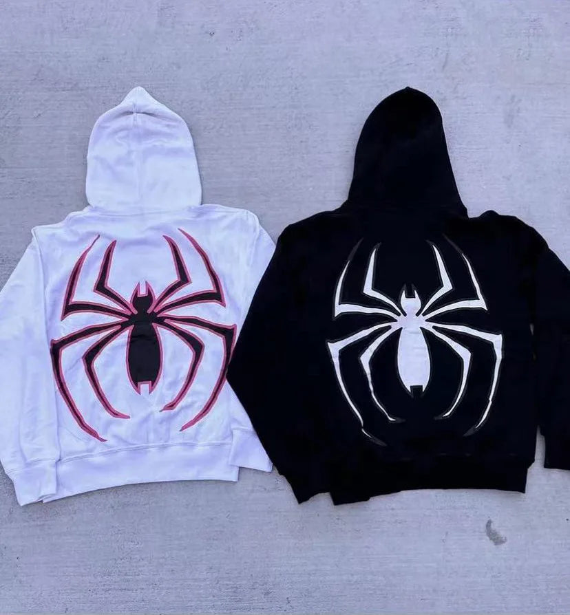 Men and Women Full Zip-Up Spider Hoodie