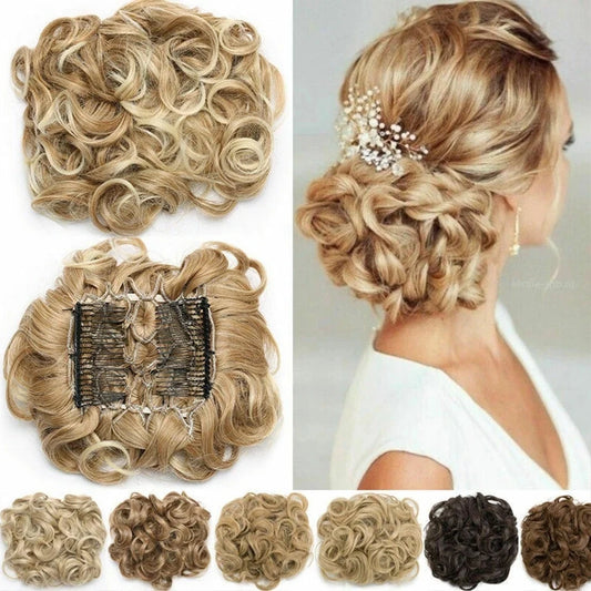 Synthetic LARGE Hair Bun comb Clip In Curly Hair