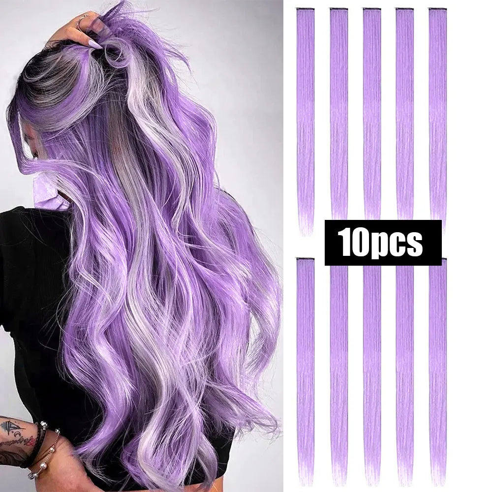 Colorful Synthetic Extensions 10 Pcs for Kids Girls