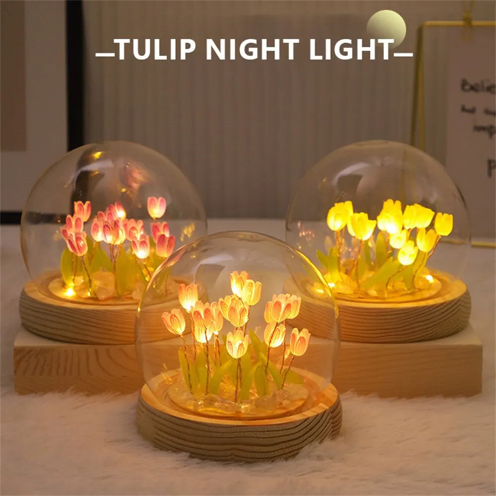 Artificial Tulip Flower Night Light table lamp