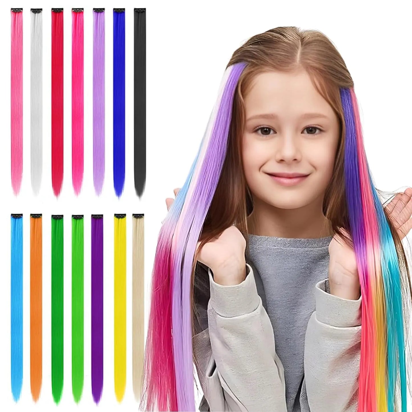 Colorful Synthetic Extensions 10 Pcs for Kids Girls