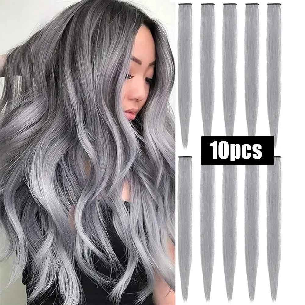 Colorful Synthetic Extensions 10 Pcs for Kids Girls