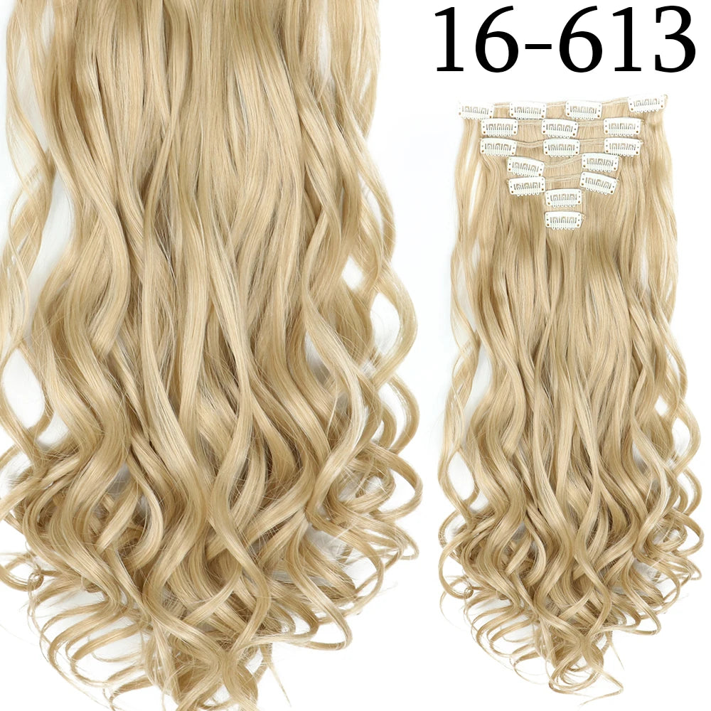 24Inchs 16 Clips Synthetic Hair Extensions