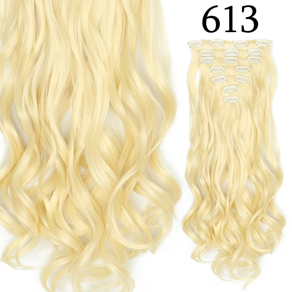 24Inchs 16 Clips Synthetic Hair Extensions