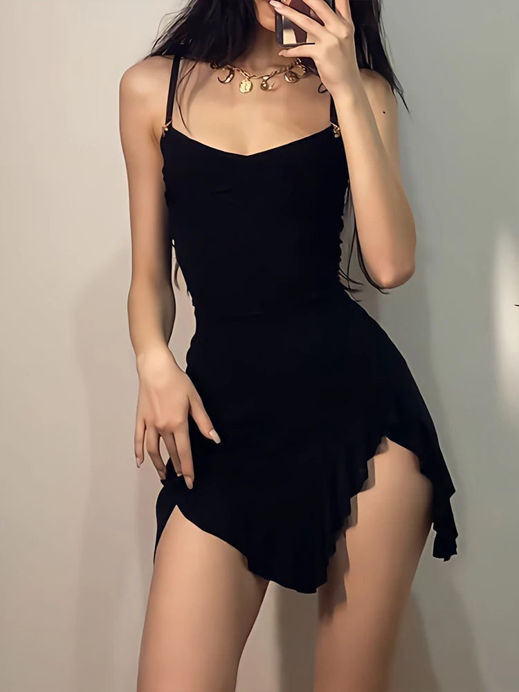 Black sleeveless strapped Mini Dress