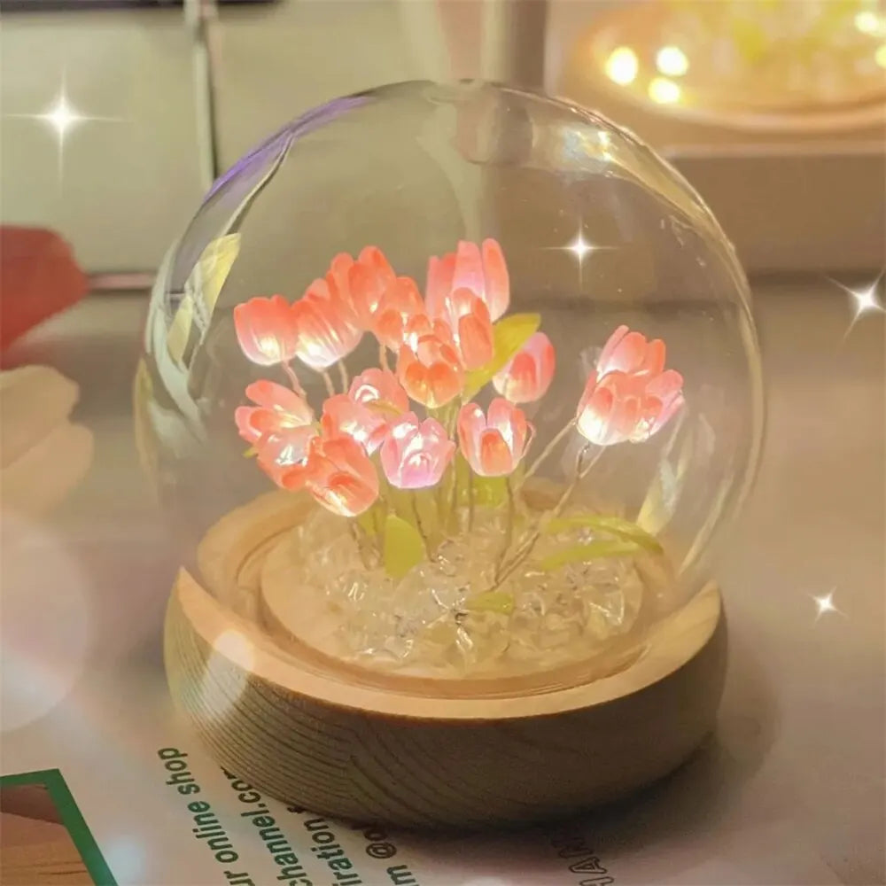 Artificial Tulip Flower Night Light table lamp