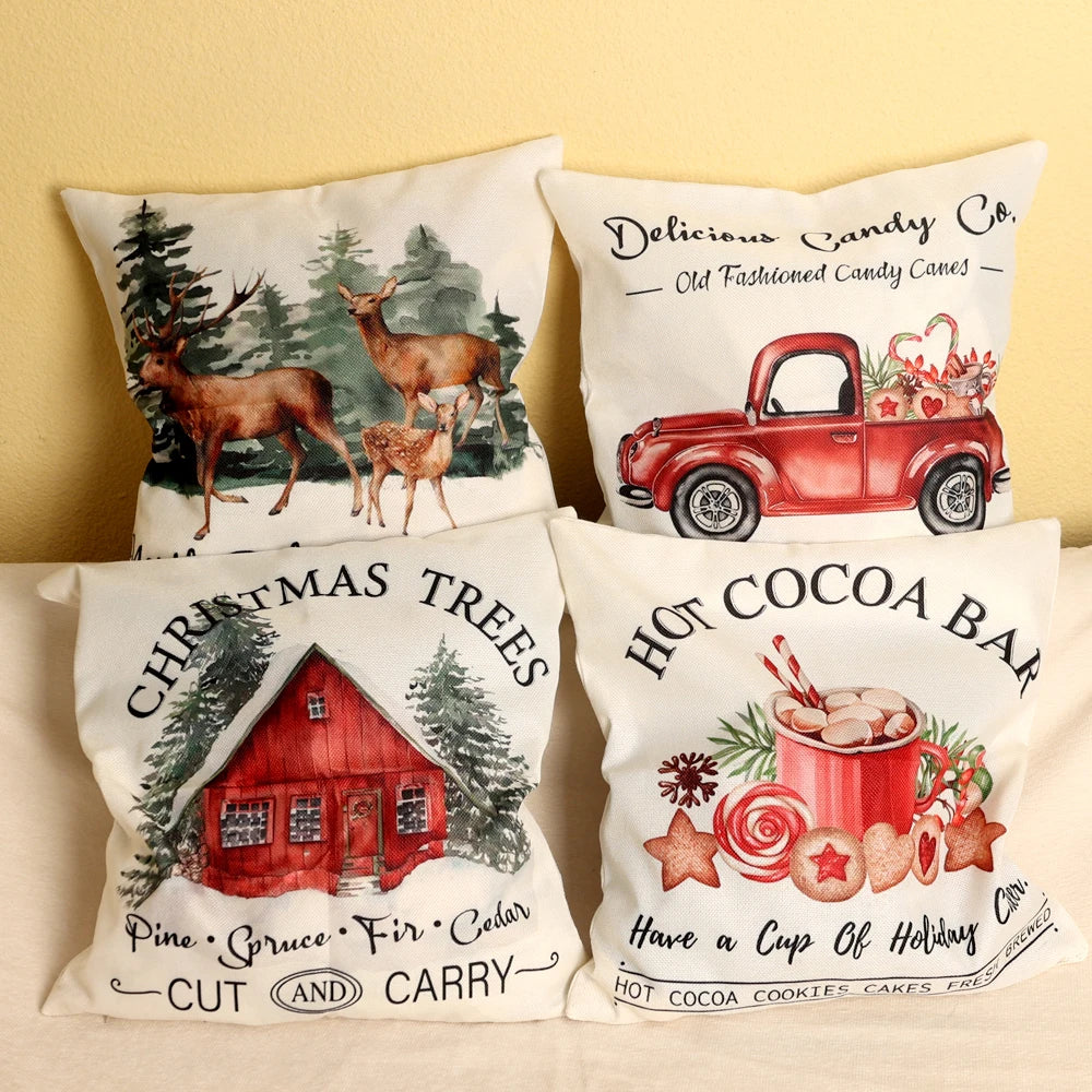 Linen Christmas Pillow Cover